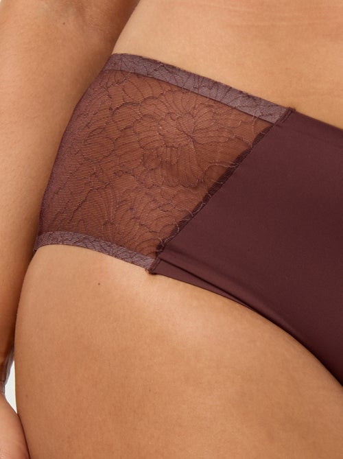 Hoge microvezel slip met kant - Kiabi Hoge microvezel slip met kant - Kiabi