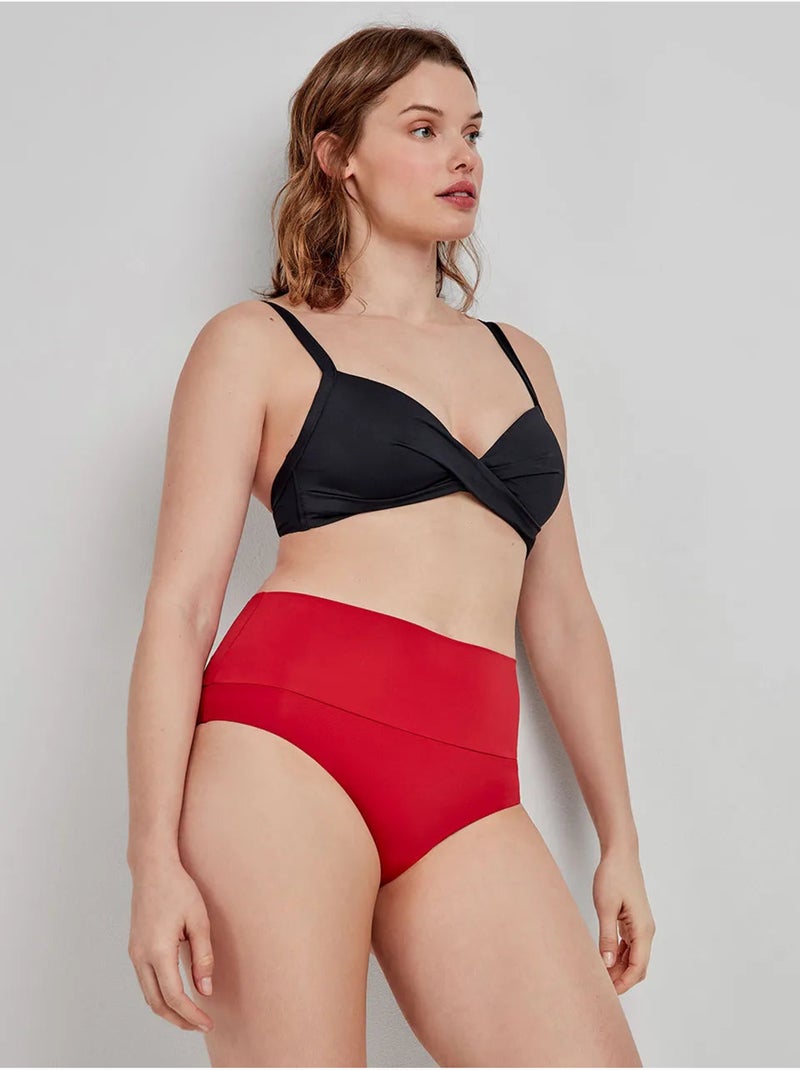 Hoge multipositie bikinibroekje Rood - Kiabi
