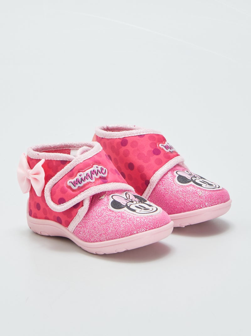 Hoge pantoffels 'Minnie' fuchsia print - Kiabi