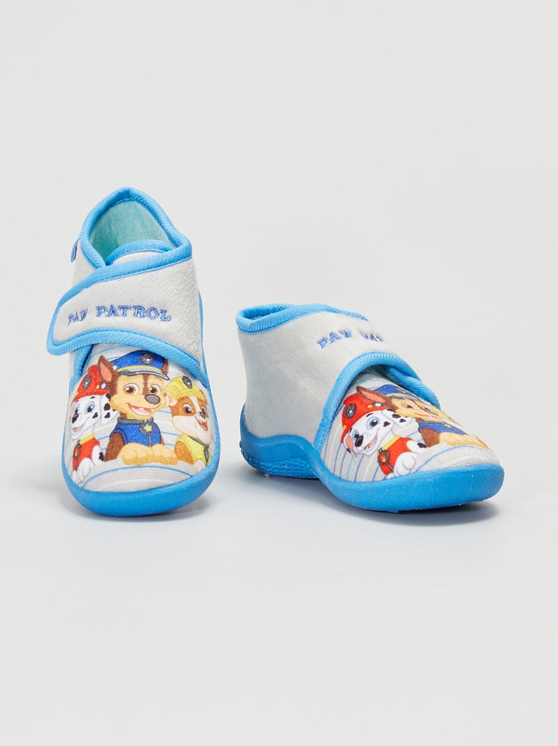 Hoge pantoffels van zachte ratiné blauw - Kiabi