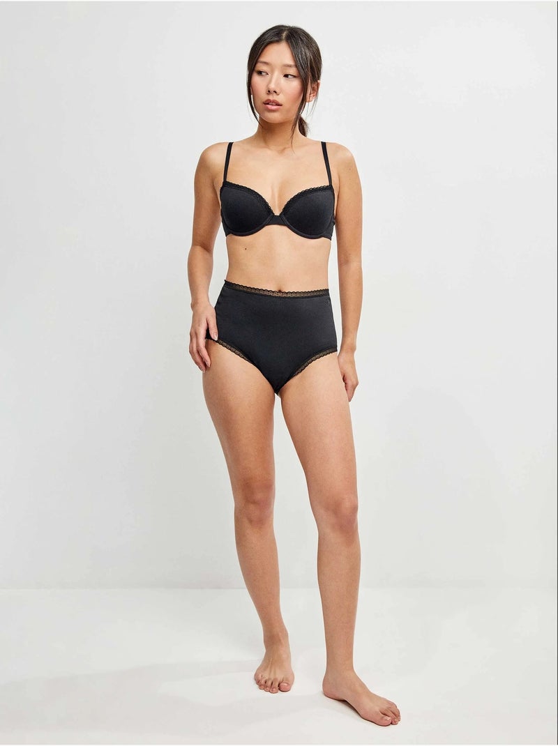 Hoge slip met plumetti galon Zwart - Kiabi