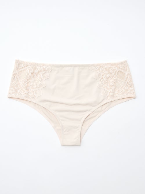 Hoge slip van microvezel en kant - Kiabi