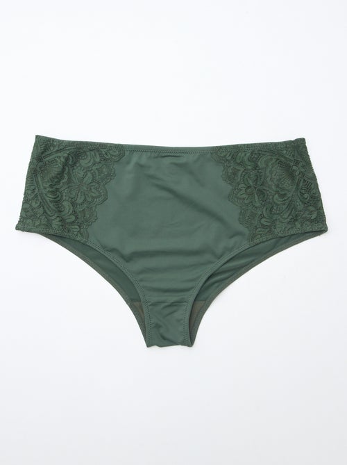 Hoge slip van microvezel en kant - Kiabi