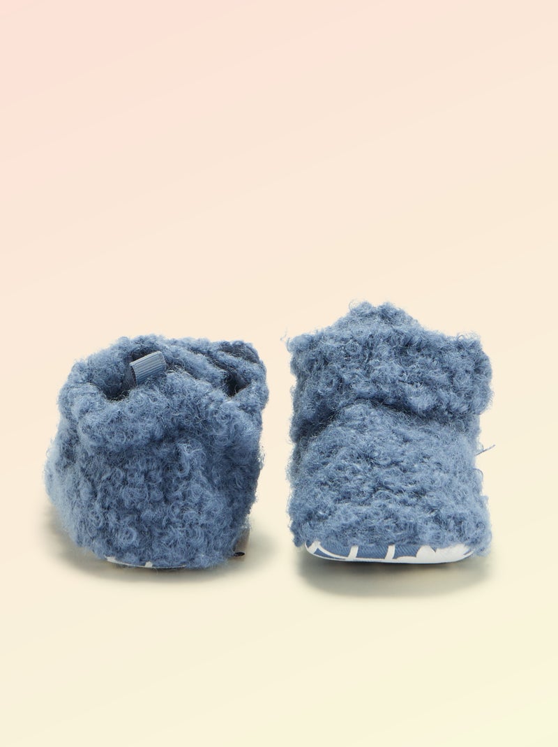 Hoge sloffen met schapenvachteffect - 'Kitchoun' Blauw - Kiabi