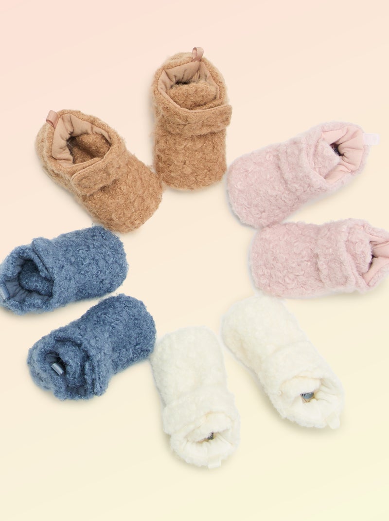 Hoge sloffen met schapenvachteffect - 'Kitchoun' Rose - Kiabi