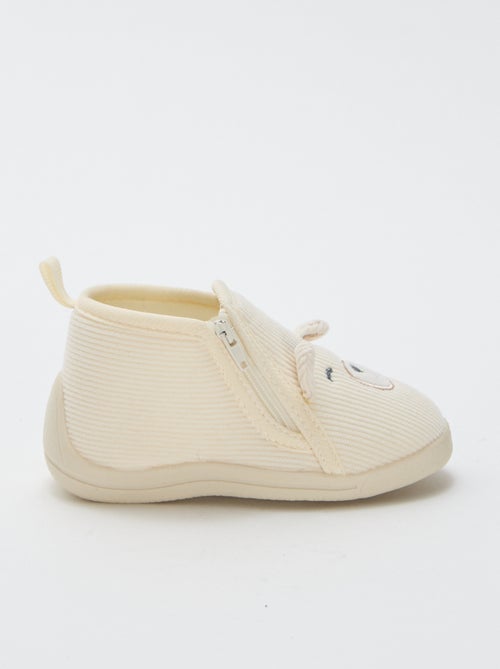 Hoge sloffen van corduroy met beertje - Kiabi