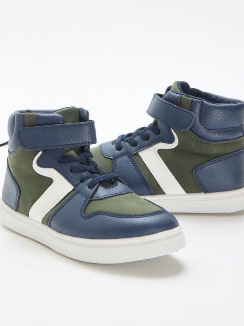 Hoge sneaker met klittenband van imitatieleer - Kiabi