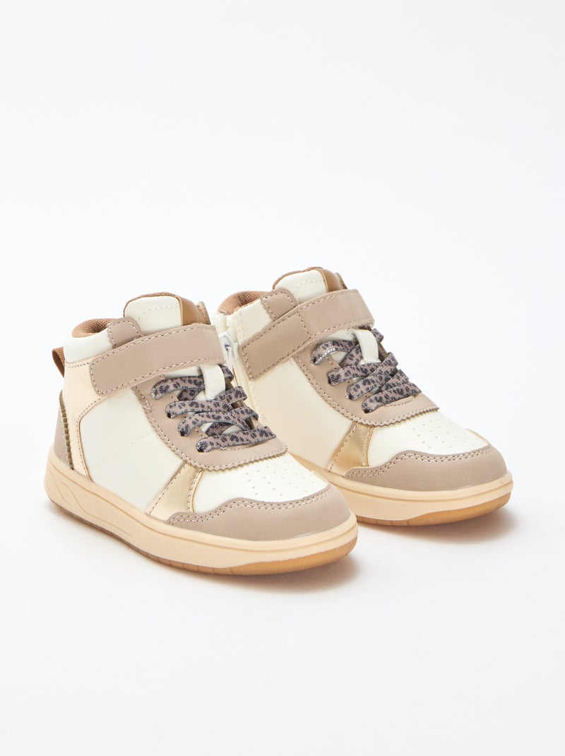 Hoge sneakers met klittenband Biege - Kiabi