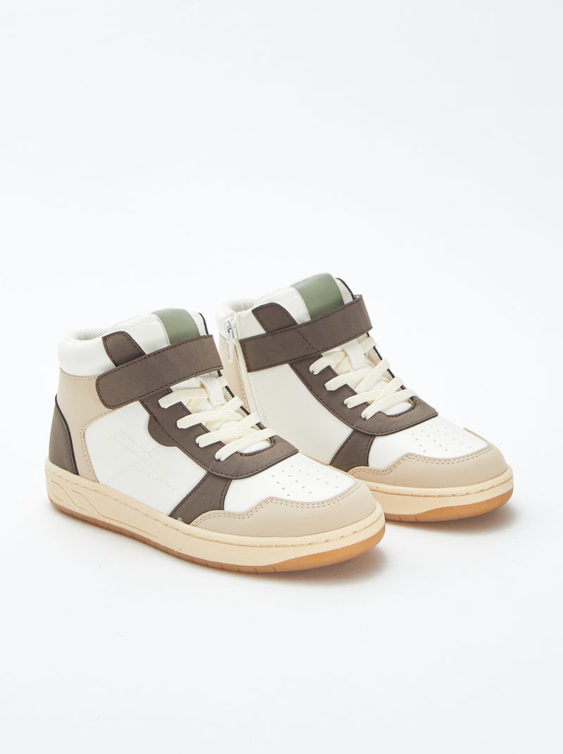 Hoge sneakers met klittenband en veters Groen - Kiabi