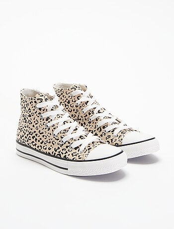 Hoge sneakers van canvas met luipaardprint