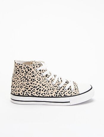 Hoge sneakers van canvas met luipaardprint