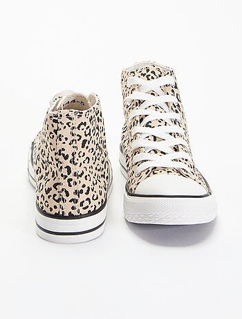 Hoge sneakers van canvas met luipaardprint