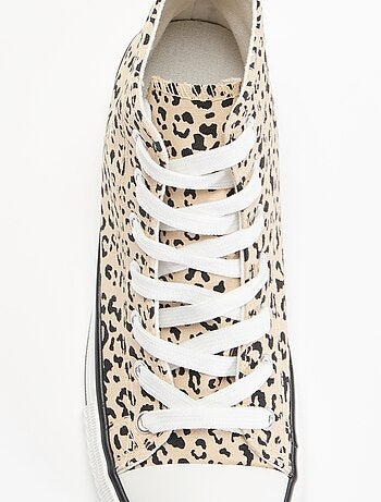 Hoge sneakers van canvas met luipaardprint