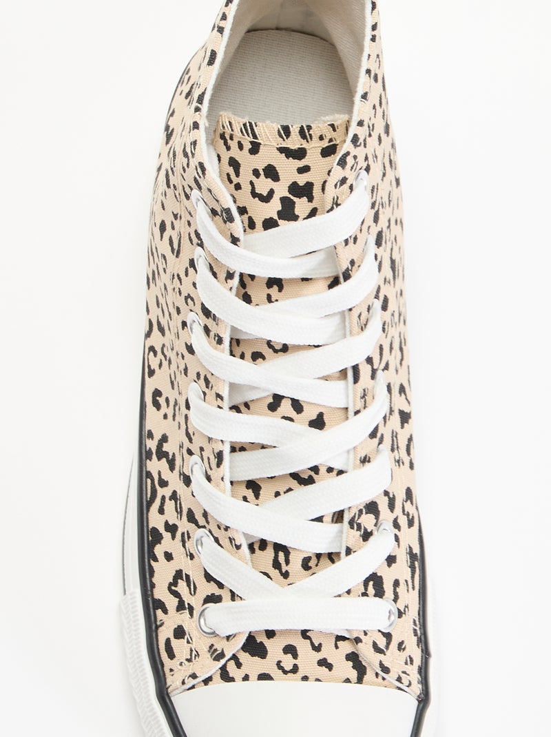 Hoge sneakers van canvas met luipaardprint Bruin - Kiabi