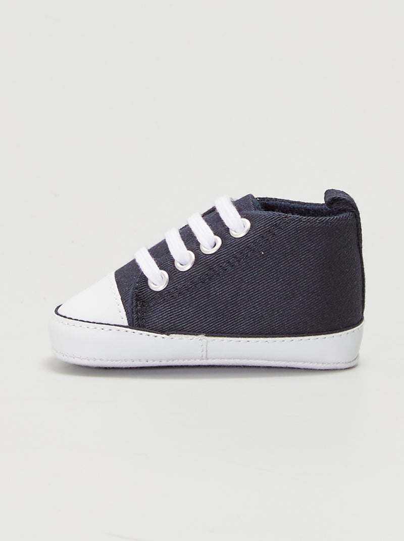 Hoge stoffen sneakers marine  - Kiabi