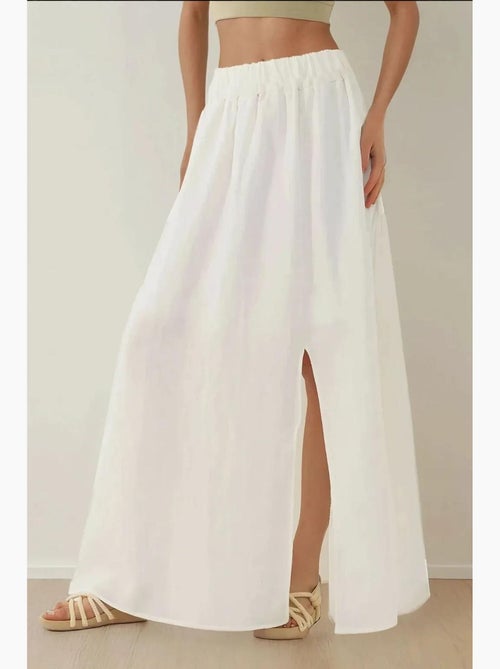 Hoge taille a-vorm maxi-rok met split hiccup - Kiabi