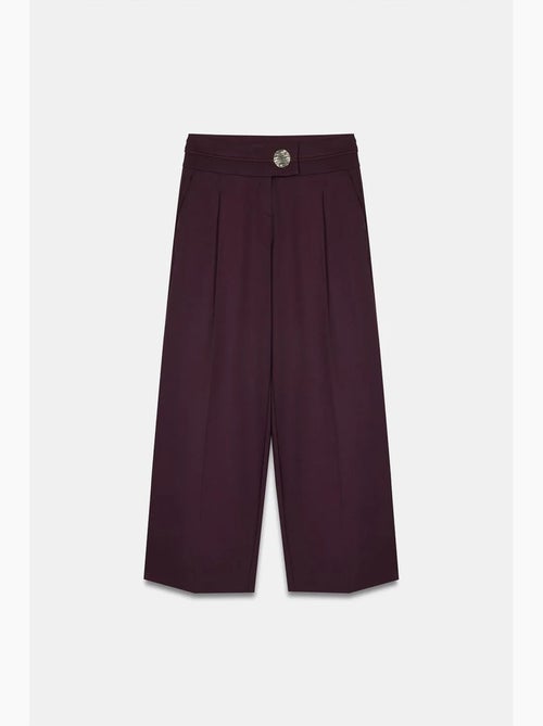 Hoge taille broek met wijde pijp in crêpe dilvin - Kiabi Hoge taille broek met wijde pijp in crêpe dilvin - Kiabi