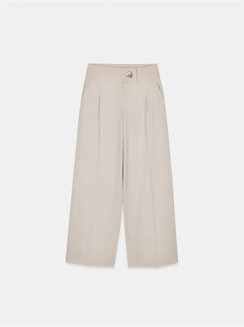 Hoge taille broek met wijde pijp in crêpe dilvin - Kiabi Hoge taille broek met wijde pijp in crêpe dilvin - Kiabi