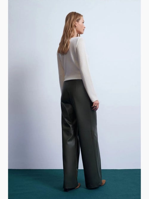 Hoge taille broek met wijde pijp in imitatieleer dilvin - Kiabi Hoge taille broek met wijde pijp in imitatieleer dilvin - Kiabi