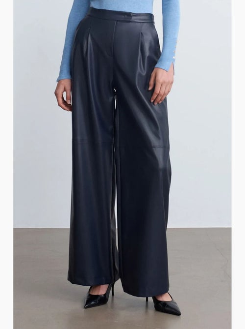 Hoge taille broek met wijde pijp in imitatieleer dilvin - Kiabi Hoge taille broek met wijde pijp in imitatieleer dilvin - Kiabi