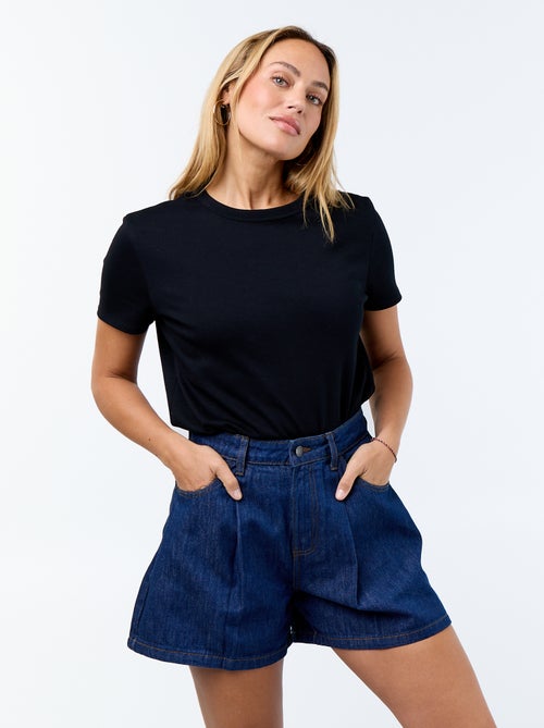 Hoge taille denim bermuda - Kiabi