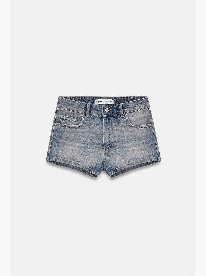 Hoge taille denim short van katoen dilvin Saffierblauw - Kiabi