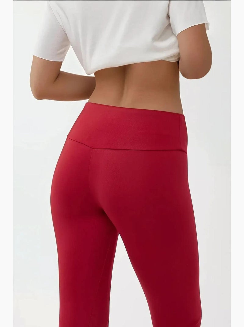 Hoge taille elastische legging hiccup Rood - Kiabi