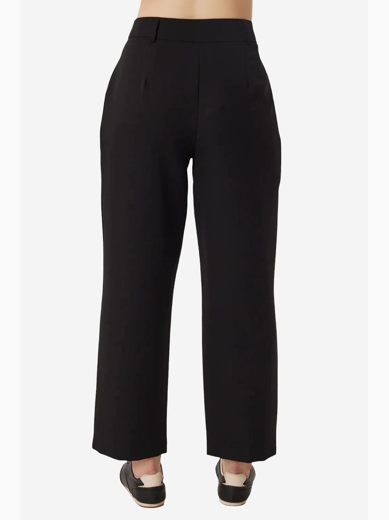 Hoge taille getailleerde broek met riem istanbul Zwart - Kiabi