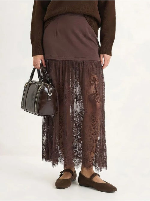Hoge taille kant maxi rok lucci - Kiabi