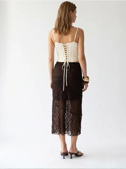 Hoge taille kanten midi rok mixray - Kiabi Hoge taille kanten midi rok mixray - Kiabi