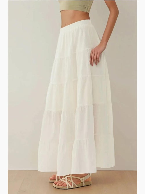 Hoge taille maxi-rok van linnen hiccup - Kiabi