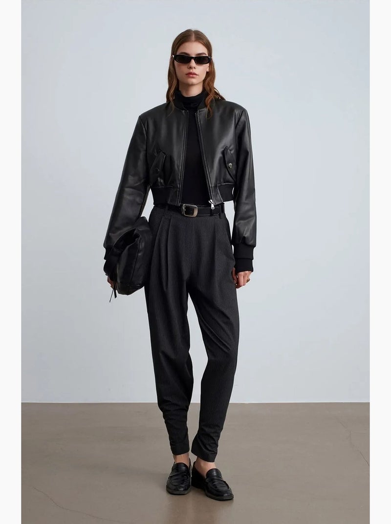Hoge taille pantalon met plooien dilvin Donkergrijs - Kiabi
