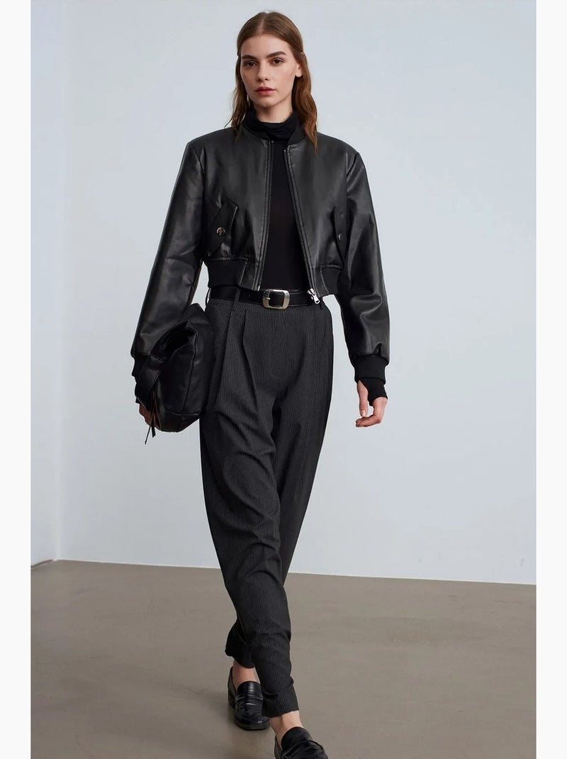 Hoge taille pantalon met plooien dilvin Donkergrijs - Kiabi