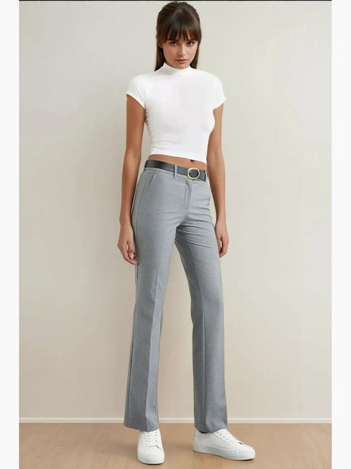 Hoge taille rechte broek hiccup - Kiabi