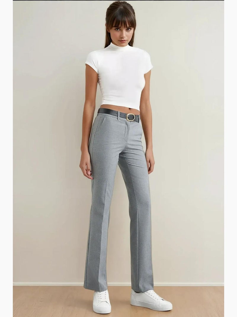 Hoge taille rechte broek hiccup Grijs - Kiabi