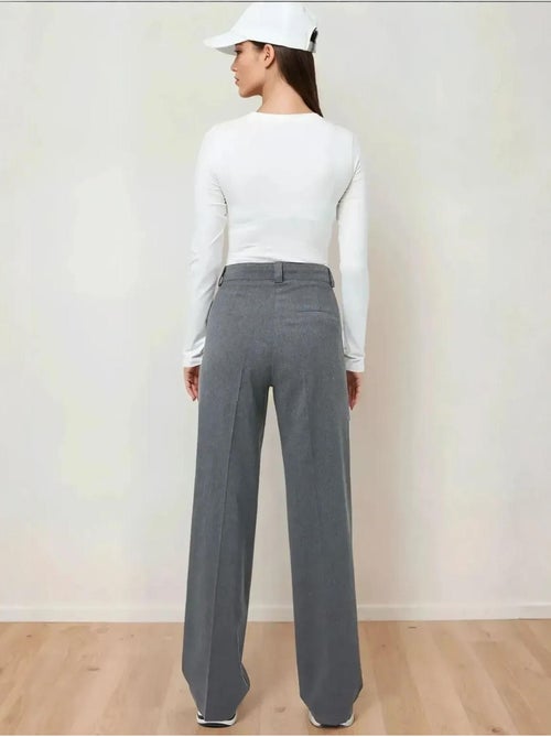 Hoge taille rechte broek hiccup - Kiabi