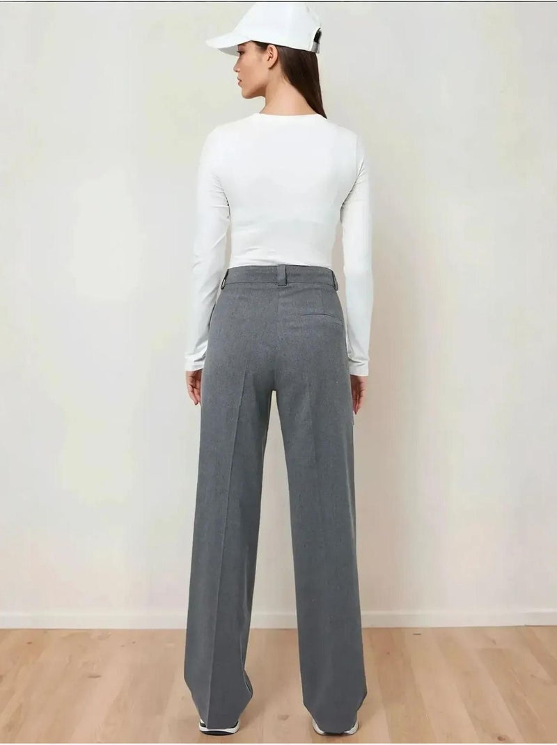 Hoge taille rechte broek hiccup Grijs - Kiabi