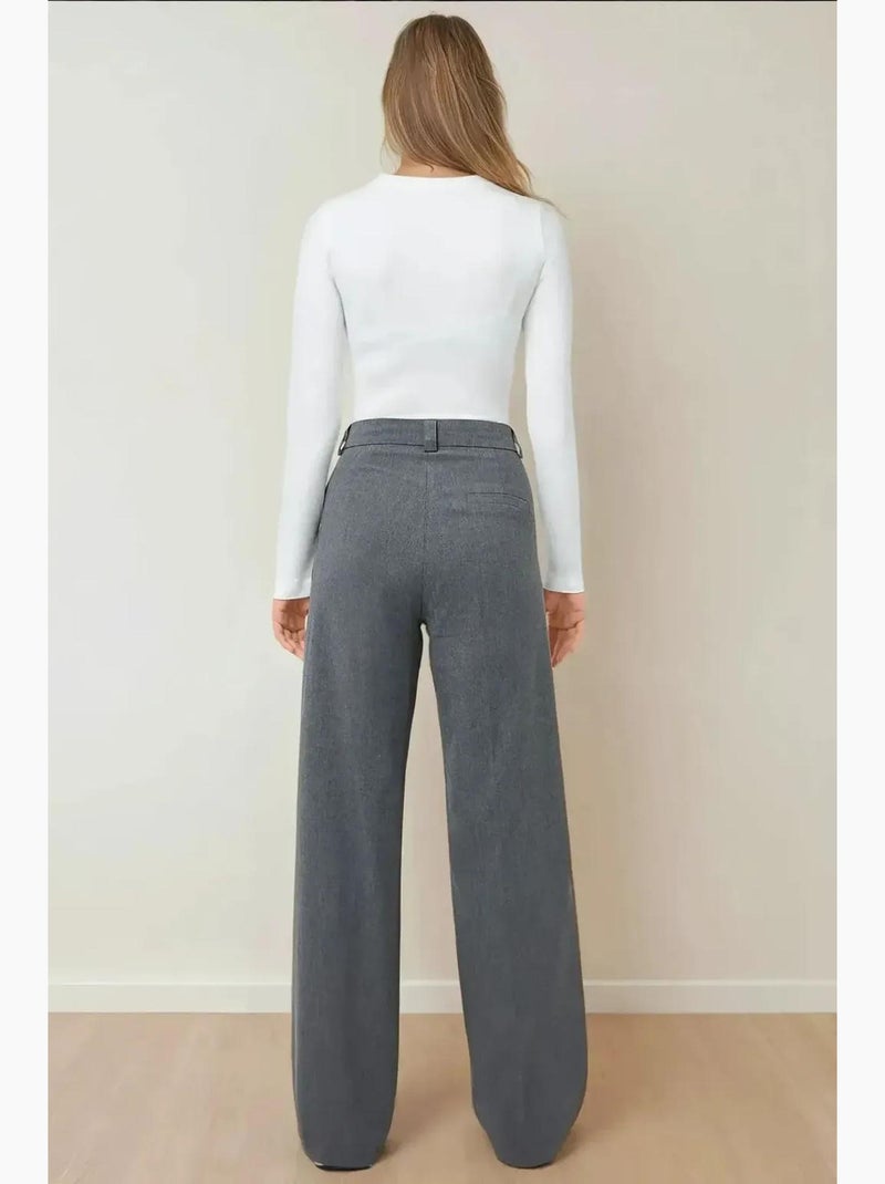 Hoge taille rechte broek hiccup Grijs - Kiabi