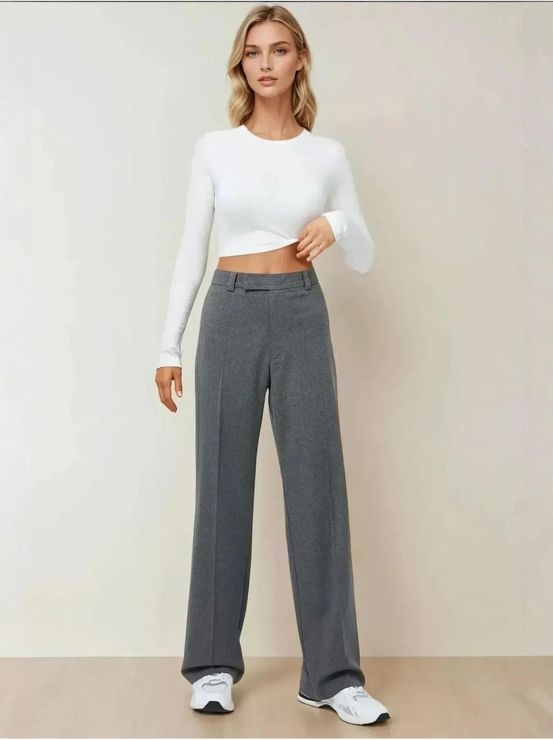 Hoge taille rechte broek hiccup Grijs - Kiabi
