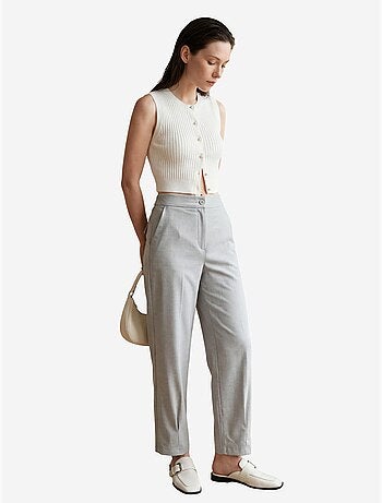 Hoge taille rechte broek met zakken my fashion