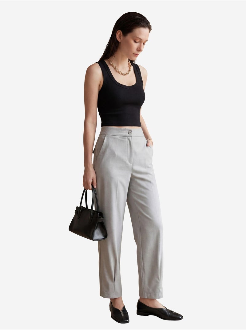 Hoge taille rechte broek met zakken my fashion Grijs - Kiabi
