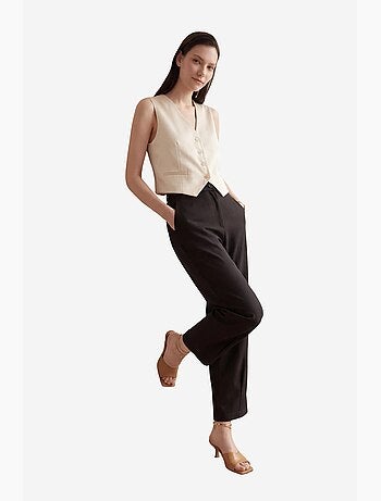 Hoge taille rechte broek met zakken my fashion