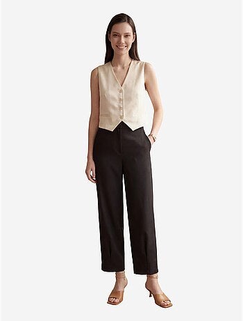 Hoge taille rechte broek met zakken my fashion
