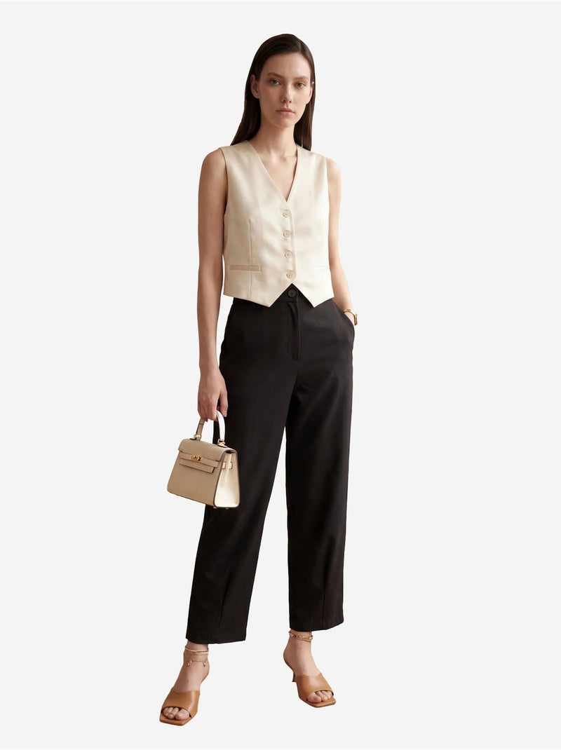 Hoge taille rechte broek met zakken my fashion Zwart - Kiabi