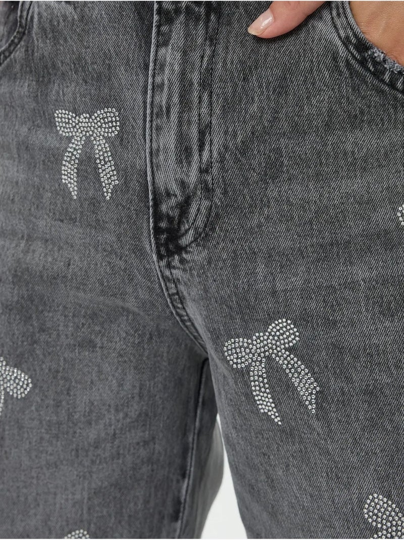Hoge taille rechte jeans hiccup Grijs - Kiabi