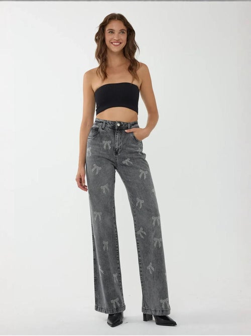 Hoge taille rechte jeans hiccup - Kiabi Hoge taille rechte jeans hiccup - Kiabi