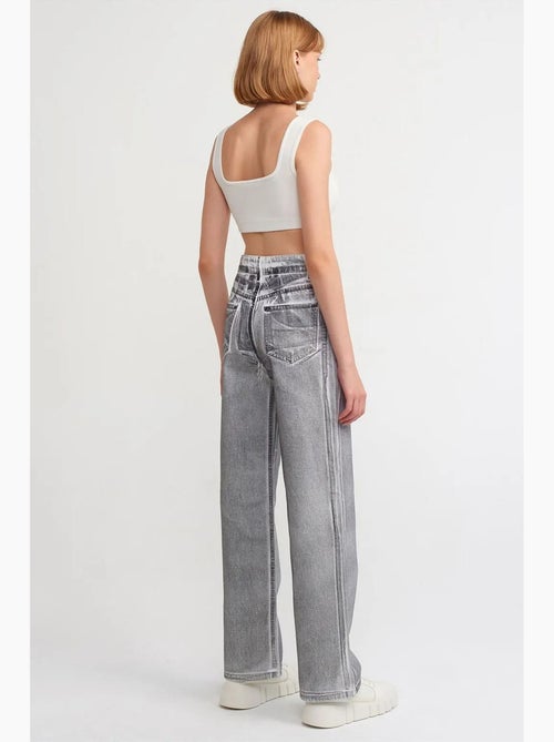 Hoge taille rechte jeans van katoendenim dilvin - Kiabi Hoge taille rechte jeans van katoendenim dilvin - Kiabi
