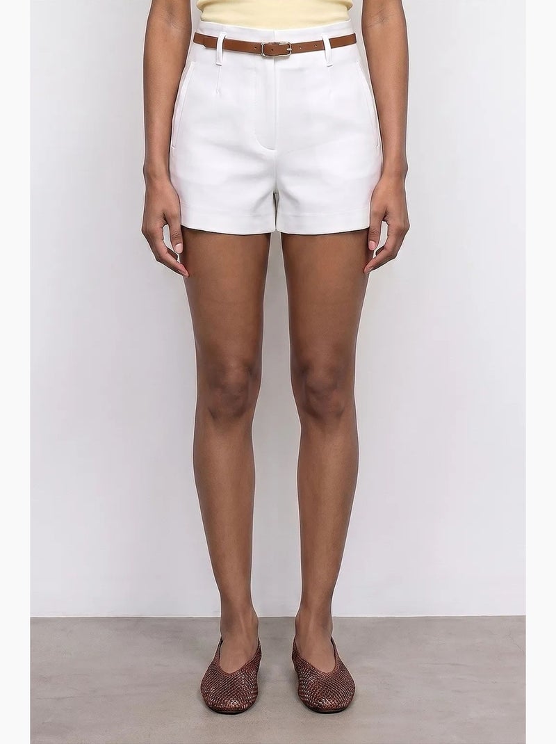 Hoge taille short van breisel met ceintuur dilvin Wit - Kiabi