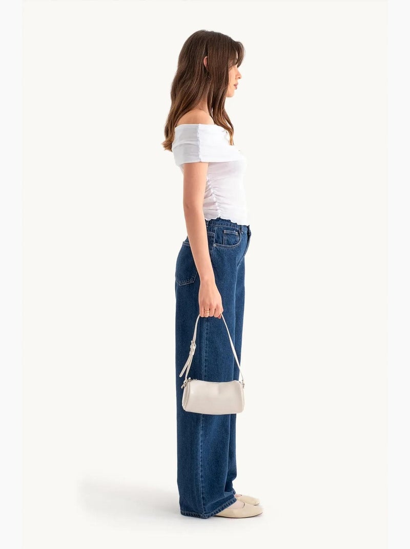 Hoge taille super wijde pijpen jeans hiccup Ultramarijnblauw - Kiabi