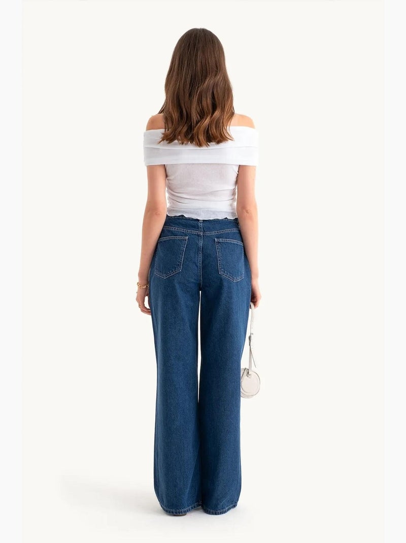 Hoge taille super wijde pijpen jeans hiccup Ultramarijnblauw - Kiabi